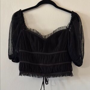 MAJORELLE Organza Puff Sleeve Top